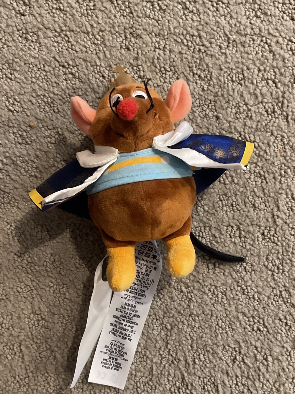 Disney Brown Mouse Plush with Blue and Gold Royal Cape